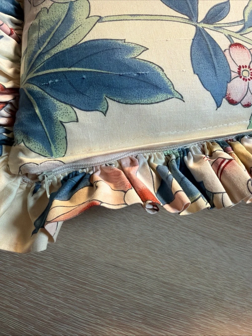 Vintage Handmade Waverly Style Floral Throw Pillows Cottagecore Shabby Ruffled